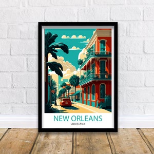 Impresión de viaje de Nueva Orleans / Decoración de pared de Nueva Orleans Decoración del hogar de Nueva Orleans Ilustración de Nueva Orleans Póster de viaje Regalo para Nueva Orleans