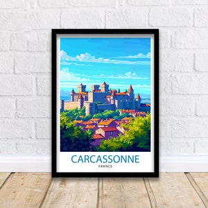 Carcassonne France Travel Print  Carcassonne Wall Decor Carcassonne Poster France Travel Prints Carcassonne Art Print Carcassonne