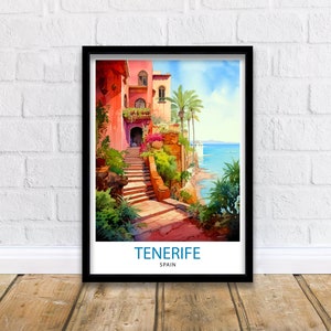 Teneriffa Spanien Reise-Druck Leinwand-Wand-Dekor-Dekor-Teneriffa-Haus Wohnzimmer-Dekor-Teneriffa Illustration Reise-Plakat Geschenk für Teneriffa Spanien Haus