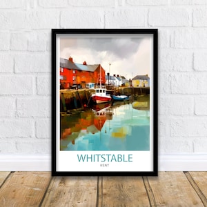 Whitstable Harbour Travel Print  Whitstable Wall Decor Whitstable Poster Coastal Travel Prints Whitstable Art Print Whitstable Illustration