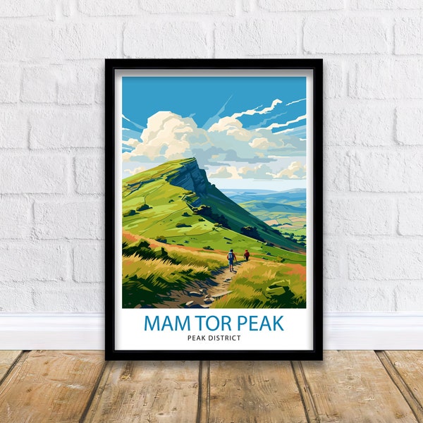 Mam Tor Peak District Travel Print  Peak District Wall Decor Mam Tor Poster Peak District Travel Prints Mam Tor Art Print Peak District