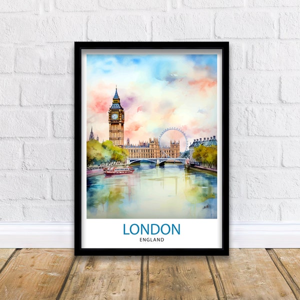 London Travel Print  London Wall Art London Home Decor London Illustration Travel Poster Gift For London UK Home Decor