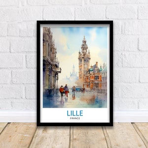 Lille France Travel Print  Lille Wall Decor Lille Poster France Travel Prints Lille Art Print Lille Illustration Lille