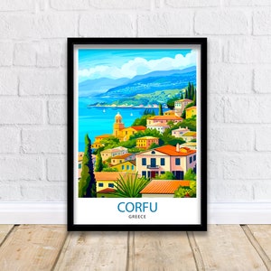 Corfu Greece Travel Print  Corfu Island Wall Decor Greek Island Poster Corfu Travel Prints Mediterranean Art Print Corfu Illustration Greece