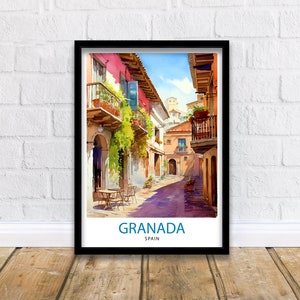 Granada Spain Travel Print  Granada Wall Art Spain Travel Poster Granada Home Decor Granada Spain Illustration Travel Prints