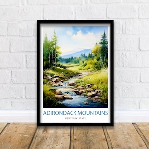 Adirondack Mountains Travel Print| Adirondack Wall Decor Adirondack Poster New York Travel Prints Adirondack Art Print Adirondack