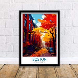 Boston Travel Print| Boston Wall Art Boston Cityscape Boston Massachusetts Illustration Travel Poster Gift For Boston USA Home Decor