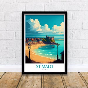 St Malo France Travel Print  St Malo Wall Art St Malo Home Decor St Malo Illustration Travel Poster Gift For St Malo France Home