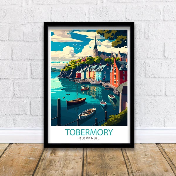 Tobermory Isle of Mull Travel Print  Scotland Wall Art Isle of Mull Illustration Travel Poster Tobermory Gift Scotland Home Decor