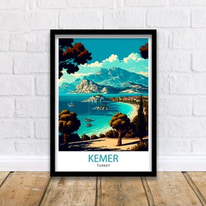 Kemer Turkey Travel Print  Kemer Wall Art Kemer Home Decor Kemer Illustration Travel Poster Gift For Kemer Turkey Home Decor