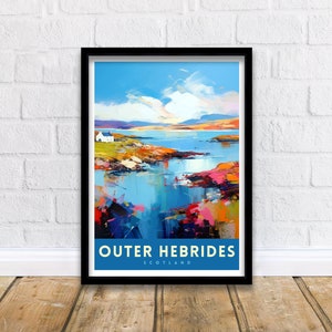 Äußere Hebriden Reise-Druck Hebriden Wanddekor Hebriden Zuhause Wohnen Dekor Hebriden Illustration Reise Poster Geschenk für Hebriden