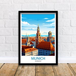 München Deutschland Reise Druck München Wand Dekor München Poster Deutschland Reise Drucke München Kunstdruck München Illustration München Wand Kunst