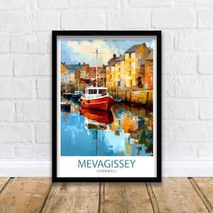 Mevagissey Cornwall Travel Print Mevagissey Wall Decor Mevagissey Poster Cornwall Travel Prints Mevagissey Art Print Mevagissey Illustration
