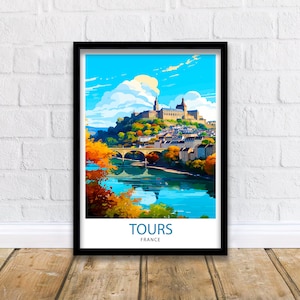 Tours France Travel Print  Tours Wall Decor Tours Poster France Travel Prints Tours Art Print Tours Illustration Tours Wall Art