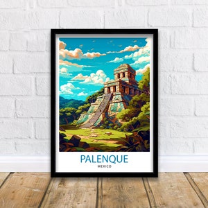 Palenque Mexico Travel Print  Palenque Wall Decor Palenque Home Living Decor Palenque Mexico Illustration Travel Poster Gift for Palenque