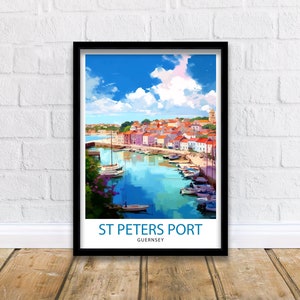 St. Peter Port Guernsey Travel Print  Guernsey Wall Decor St. Peter Port Poster Channel Islands Travel Prints Guernsey Art Print
