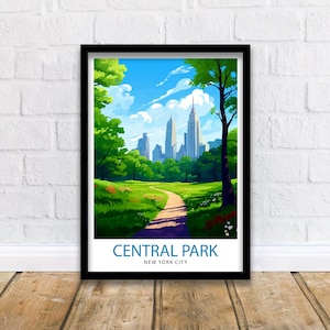 Central Park New York Travel Print| Central Park Wall Decor Central Park Poster NYC Travel Prints Central Park Art Print Central Park