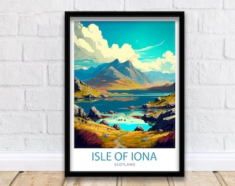 Isle of Iona Skottland Tryck, Fridfull Reseaffisch