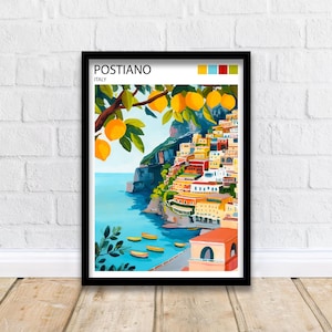 Positano Italy Travel Poster Amalfi Coast Art Positano Print Scenic Mediterranean Decor