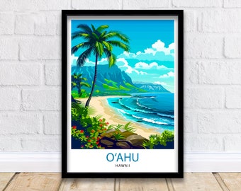 Oahu Hawaii Travel Print Wall Decor Wall Art Oahu Wall Hanging Home Décor Oahu Gift Art Lovers Hawaii Art Lover Gift Print Art