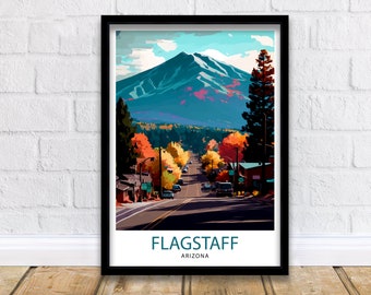 Flagstaff Arizona Travel Poster Flagstaff Wall Decor Flagstaff Art Print| Arizona Travel Prints Flagstaff Illustration Flagstaff Wall Art
