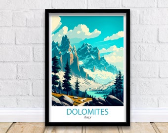 Dolomites Italy Travel Print  Dolomites Wall Art Dolomites Home Decor Italy Illustration Travel Poster Gift For Italy Lovers