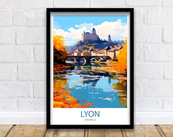 Lyon France Travel Print  Lyon Wall Decor Lyon Poster France Travel Prints Lyon Art Print Lyon Illustration Lyon Wall Art - France Print
