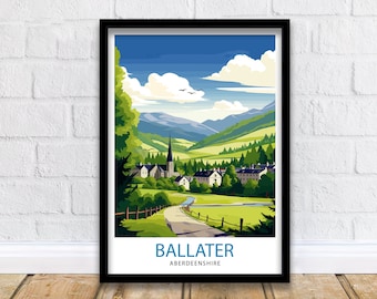 Ballater Aberdeenshire Travel Print Ballater Wall Decor Ballater Poster Aberdeenshire Travel Prints Ballater Art Print Ballater Illustration