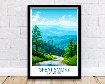 Park Narodowy Great Smoky Mountains Wydruk podróżny Dekoracja ścienna Sztuka ścienna Great Smoky Mountains Wisząca dekoracja ścienna do domu Great Smoky Mountains