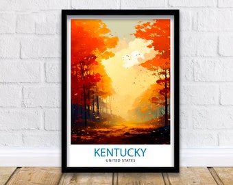 Kentucky USA Travel Print| Kentucky Wall Decor Kentucky Poster USA Travel Prints Kentucky Art Print Kentucky Illustration Kentucky Wall Art