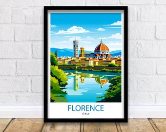 Florence Italy Travel Print  Florence Wall Decor Florence Home Living Decor Florence Italy Illustration Travel Poster Gift for Florence