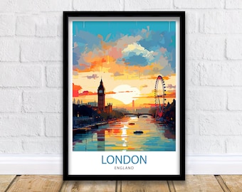 London Travel Print  London Wall Art London Home Decor London Illustration Travel Poster Gift For London UK Home Decor
