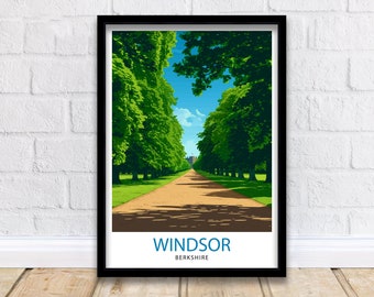 Windsor Berkshire Travel Print Windsor Wall Decor Windsor Home Living Decor Windsor Illustration Travel Poster Gift for Windsor Berkshire UK