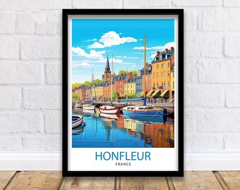 Honfleur France Travel Print  Honfleur Wall Decor Honfleur Poster France Travel Prints Honfleur Art Print Honfleur Illustration Honfleur