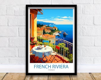French Riviera Travel Print  Riviera Wall Decor French Riviera Poster Mediterranean Travel Prints Riviera Art Print French Riviera
