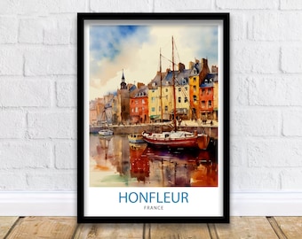 Honfleur France Travel Print  Honfleur Wall Decor Honfleur Poster France Travel Prints Honfleur Art Print Honfleur Illustration Honfleur