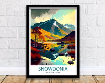 Snowdonia National Park Travel Print  Snowdonia Wall Decor Snowdonia Home Living Decor Snowdonia Illustration Travel Poster Gift