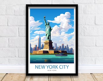 New York City Travel Print| New York Wall Art NYC Illustration Travel Poster Gift for New York Home Decor