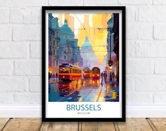 Impression voyage Bruxelles Belgique Décoration murale Bruxelles Poster Bruxelles Impressions voyage Belgique Bruxelles Impression d'art Bruxelles Illustration Bruxelles