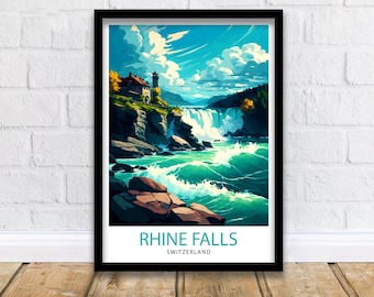 Rheinfall Schweiz Reise Druck Wand Dekor Home Living Dekor Schweiz Illustration Reise Poster Geschenk für die Schweiz Home Decor