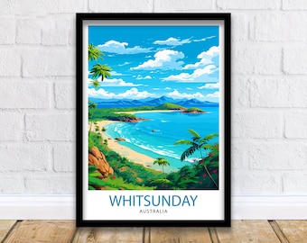 Whitsunday Islands Travel Print: Great Barrier Reef, Tropical Paradise