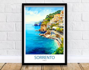 Sorrento Italy Travel Print  Sorrento Wall Decor - Sorrento Poster  Italy Travel Prints Sorrento Art Print Sorrento Italy Illustration