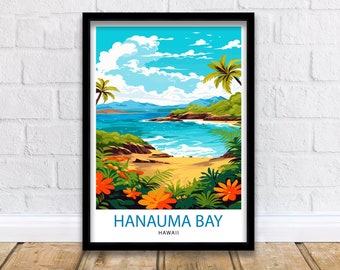 Impresión de viaje de la bahía de Hanauma, Hawái/Decoración de pared de la bahía de Hanauma Póster de la bahía de Hanauma Impresiones de viajes de Hawái Impresión artística de la bahía de Hanauma Bahía de Hanauma