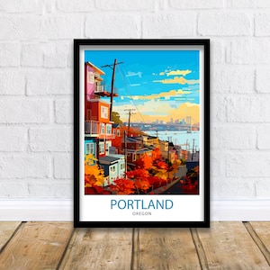 Portland Oregon Travel Print| Portland Wall Decor Portland Home Living Decor Portland Oregon Illustration Travel Poster Gift for Portland
