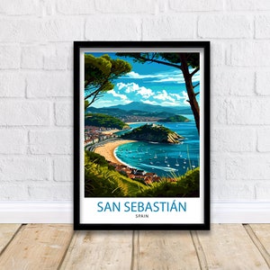 San Sebastistian Reise Poster San Sebastián Wandkunst San Sebastinian Spanien Illustration Reise Poster Geschenk für San Sebastinian Spanien Wohnkultur