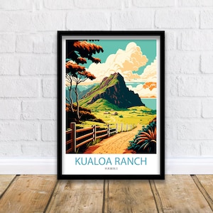 Kualoa Ranch Hawaii Travel Print  Kualoa Ranch Wall Art Kualoa Ranch Poster Hawaii Travel Poster Kualoa Ranch Decor Hawaii Art Print Kualoa
