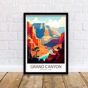Grand Canyon Travel Print, Grand Canyon Wall Art, Arizona Travel Poster, Grand Canyon National Park, USA Illustration, Grand Canyon Souvenir