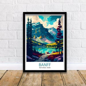 Banff National Park Travel Print  Banff Wall Decor Banff Home Decor Banff Canada Illustration Travel Poster Gift For Banff Canada Home Decor