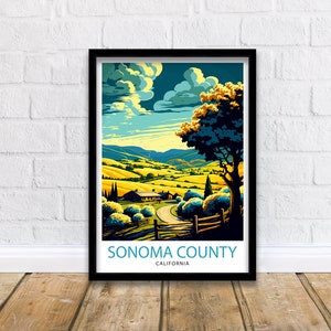 Sonoma California Travel Print| Poster, Sonoma Wall Art Sonoma Home Decor Sonoma Gift Idea Sonoma Illustration Sonoma Valley Print