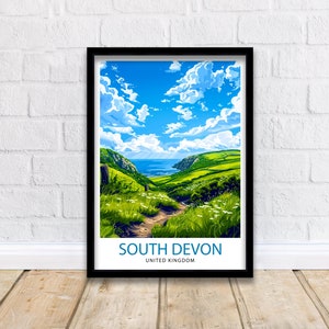 Devon Travel Print  Devon Wall Decor Devon Home Living Decor Devon Illustration Travel Poster Gift for Devon UK Home Decor